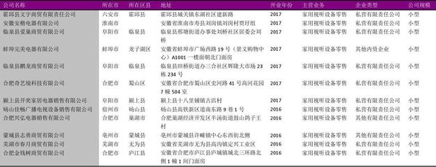 安徽省家用視聽設備零售公司名錄2018版1226家